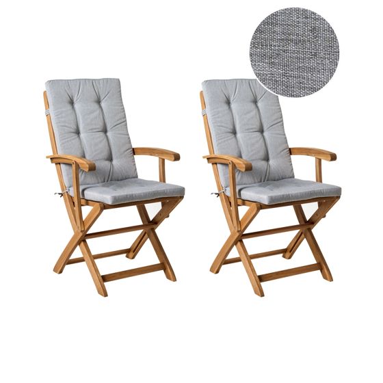 Puutarhatuolisetti pehmusteilla 2 kpl MAUI PREMIUM akaasia Meleerattu harmaa