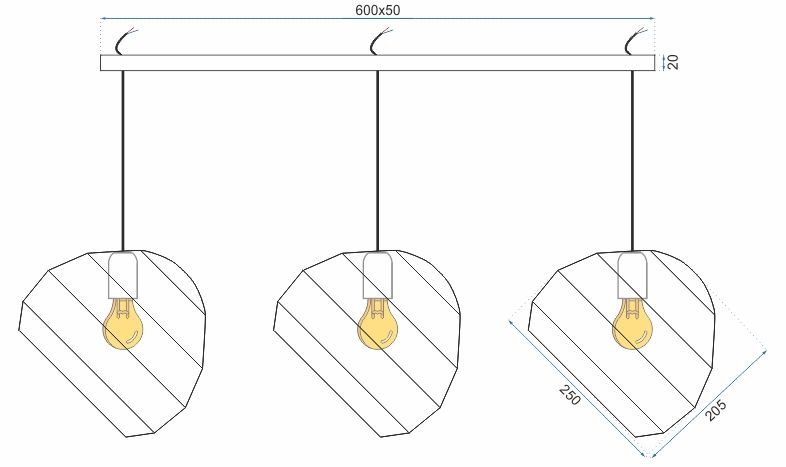 TOOLIGHT riippuvalaisin APP384-3CPR harmaa, 25X60X25CM