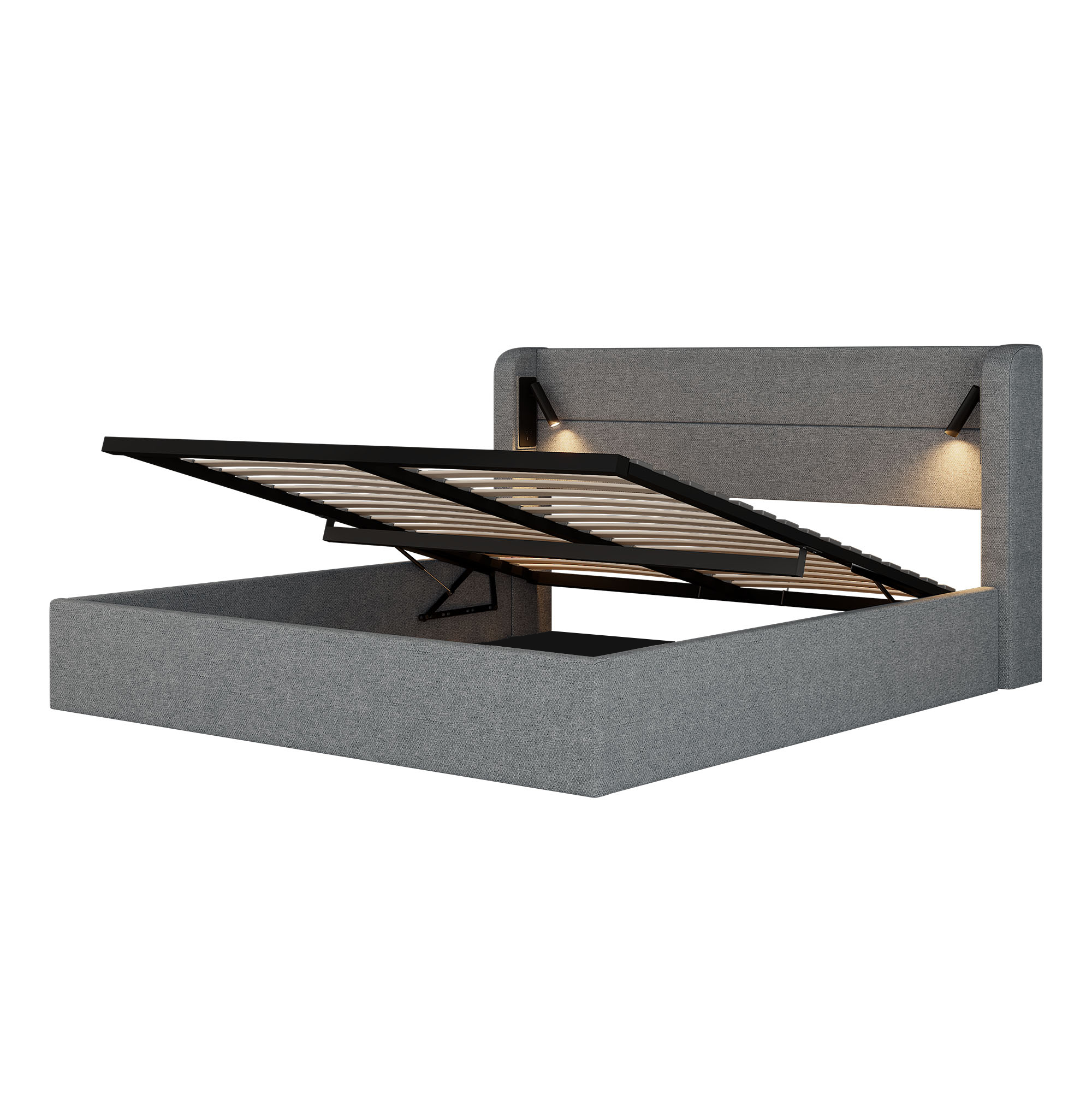 Harmaa chenille-sänky 160x200cm