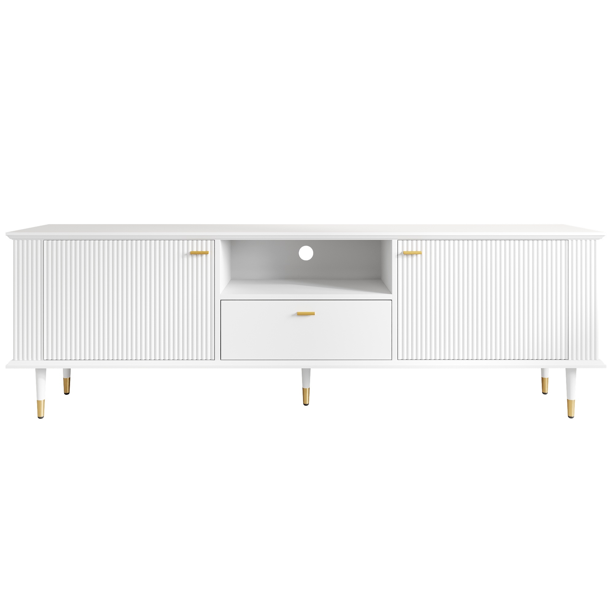TV-taso 170x36x54 cm valkoinen MDF säilytyksellä ja liukuovilla