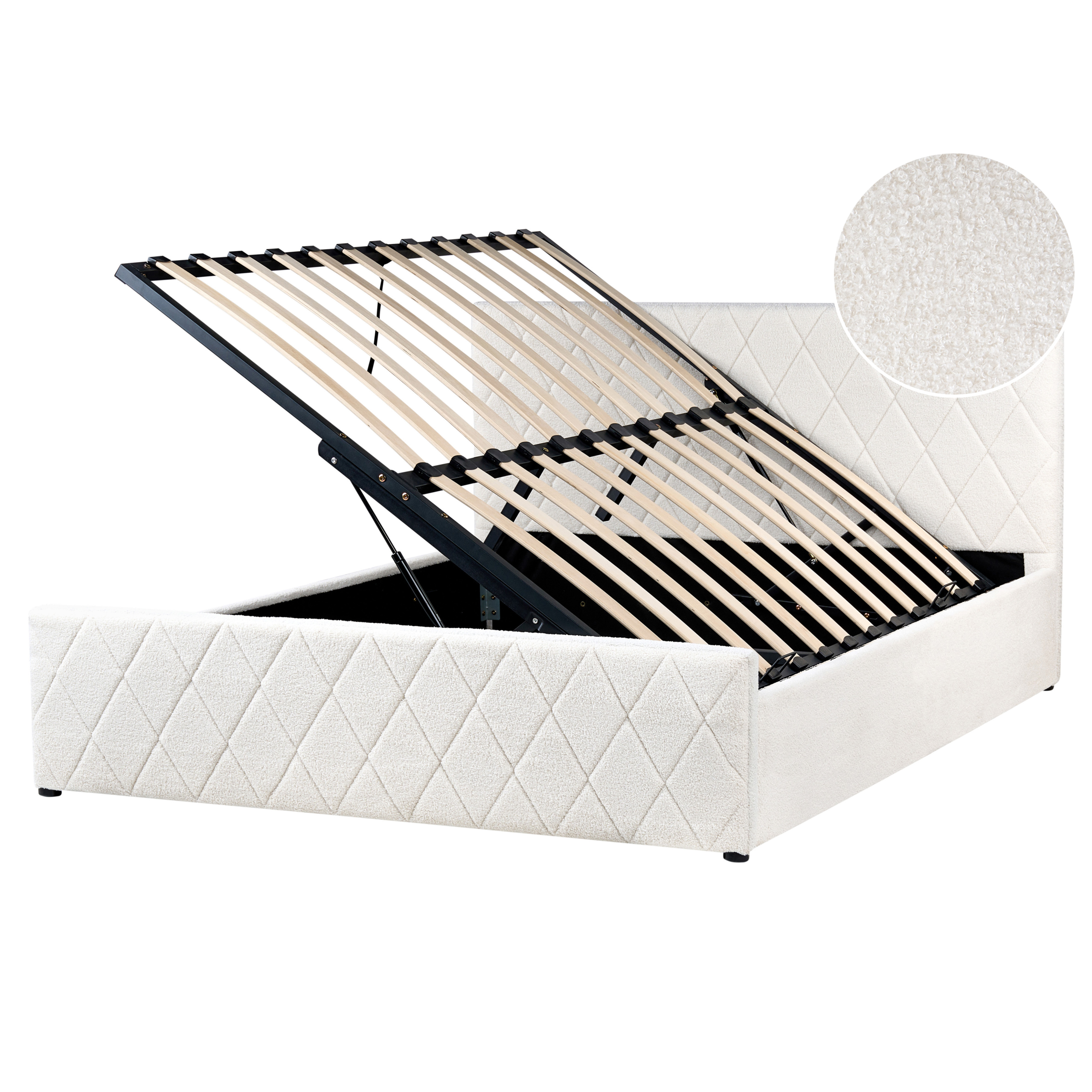 Sänky säilytystilalla buklee ROCHEFORT 160 x 200 cm Luonnonvalkoinen