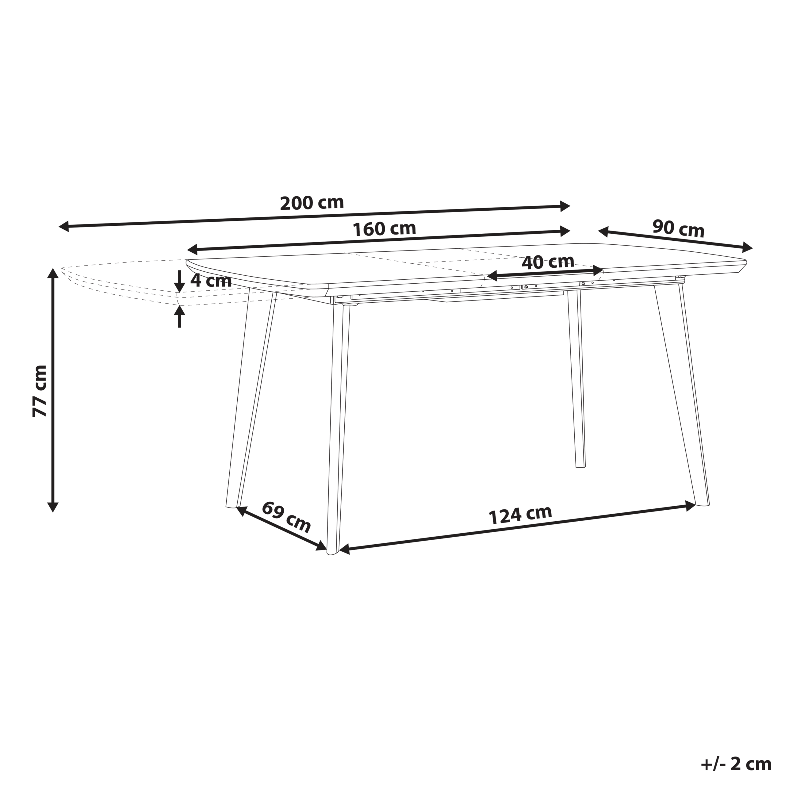 Jatkettava ruokapöytä MOSBY Marmorikuvio/kulta 160/200 cm 90 cm