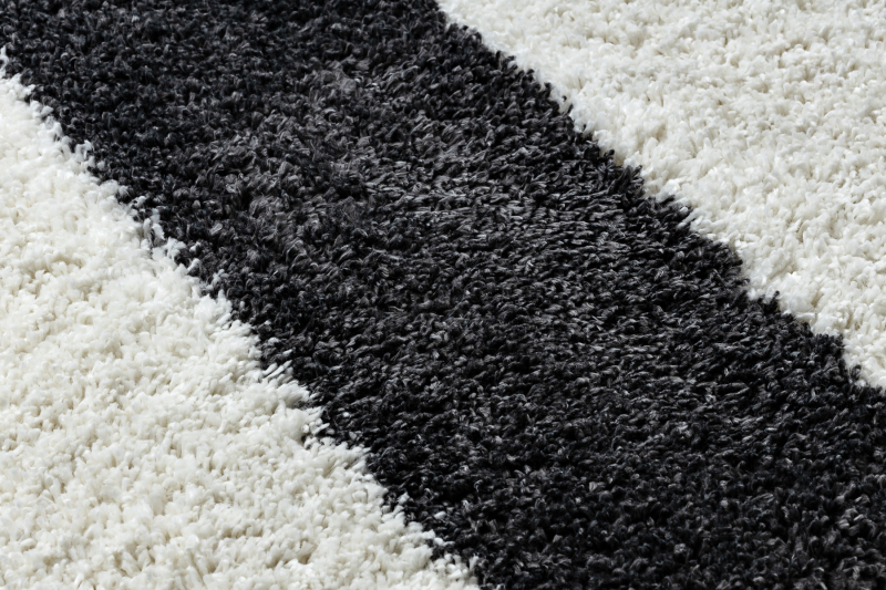 Matto UNION 4079 Nauhat harmaa / kerma Tupsut berbery Marokkolainen shaggy 160x220 cm