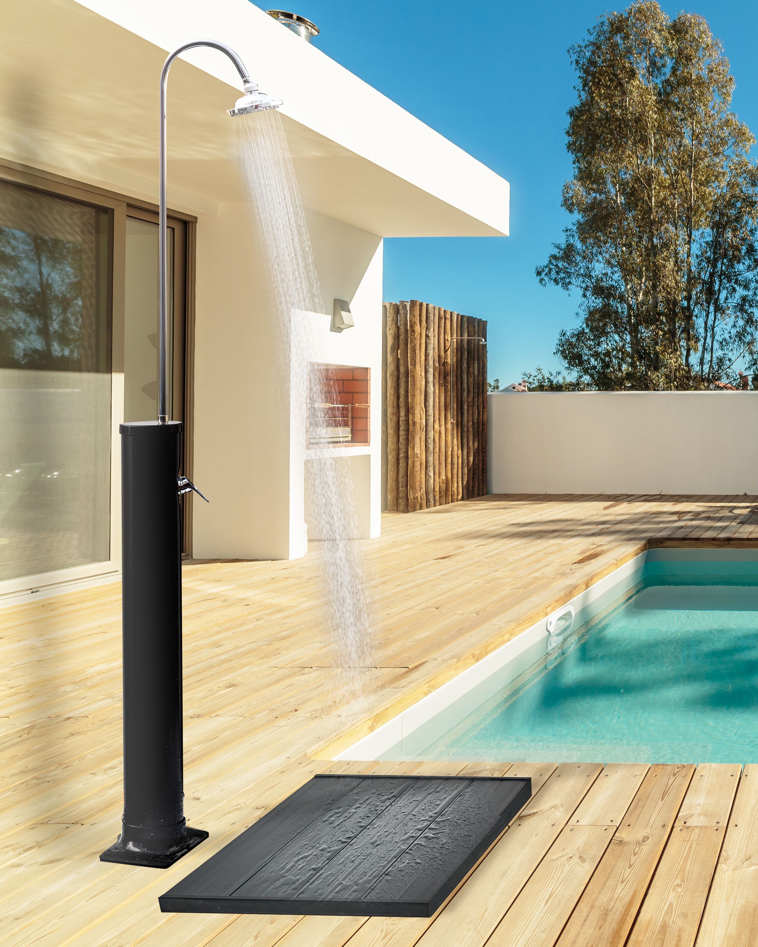 Vapaasti seisova aurinkokäyttöinen ulkosuihku JUANILLO Musta