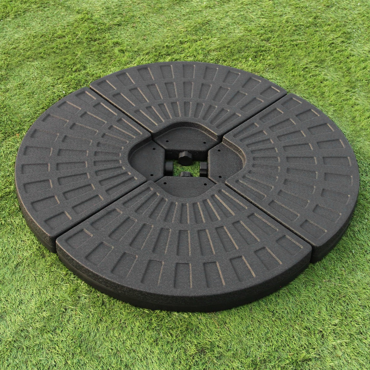 Kantava aurinkovarjon jalusta - viuhkamainen muotoilu