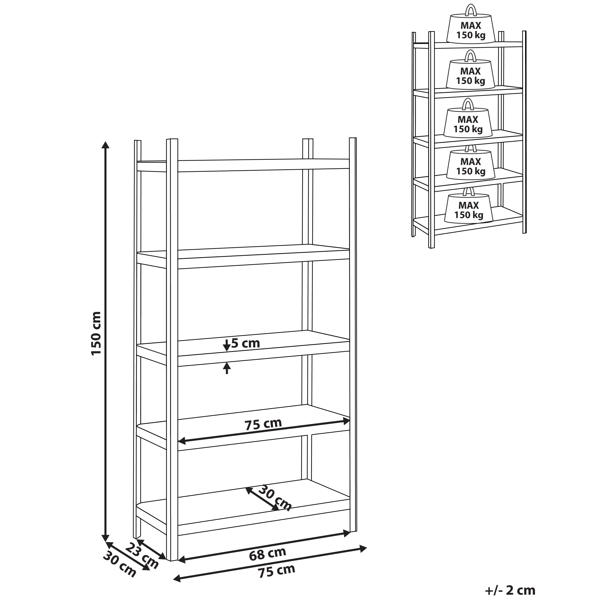 Varastohylly XITTA metalli 75 cm 30 cm Hopea