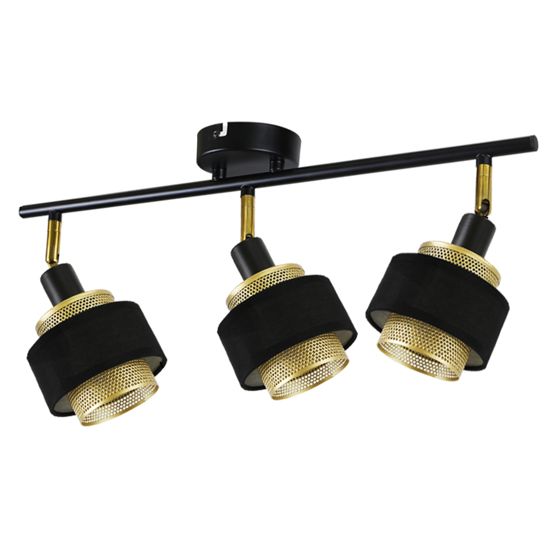 NETTLIFE 3- lamppuinen kattovalaisin E14 musta vintage - tyylinen retroliekki makuuhuoneeseen kultainen metalli säädettävä teollisuustyyli