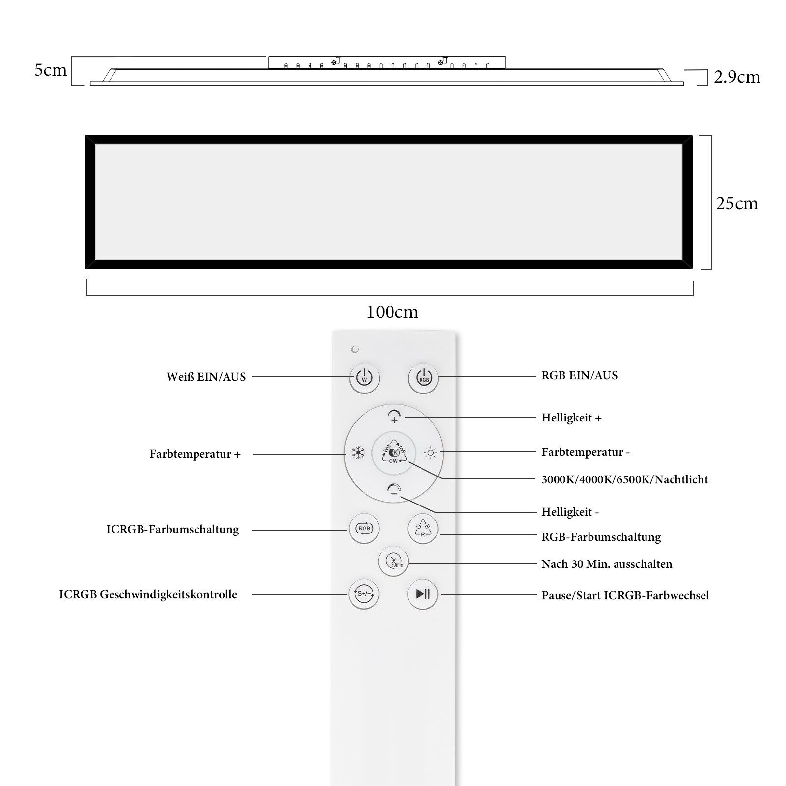 ZMH 24 W Himmennettävä RGB LED-kattovalaisin olohuoneeseen