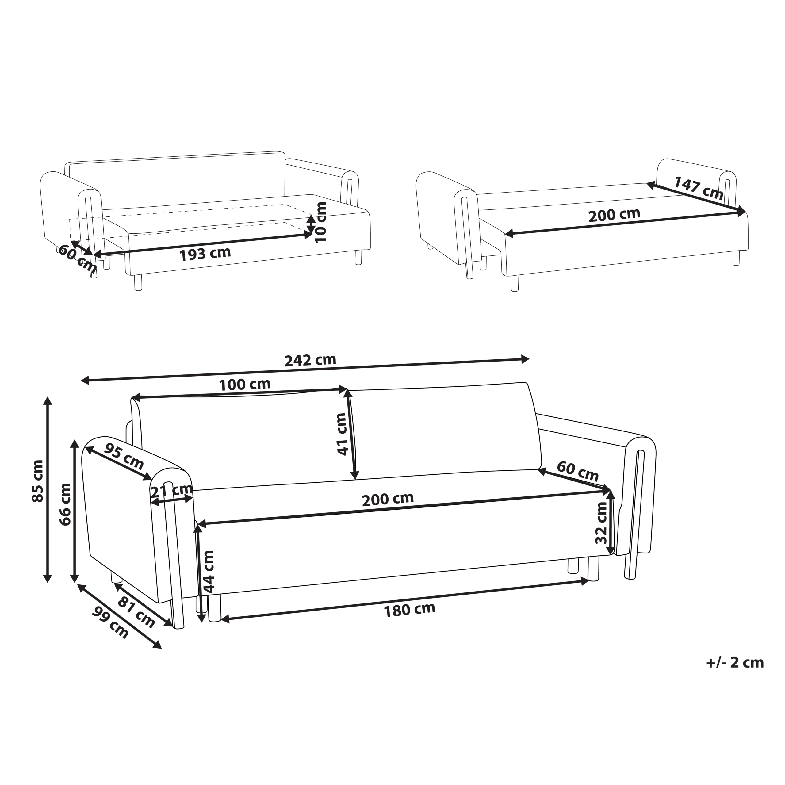 Vuodesohva 3-istuttava KVAM buklee Luonnonvalkoinen säilytystila