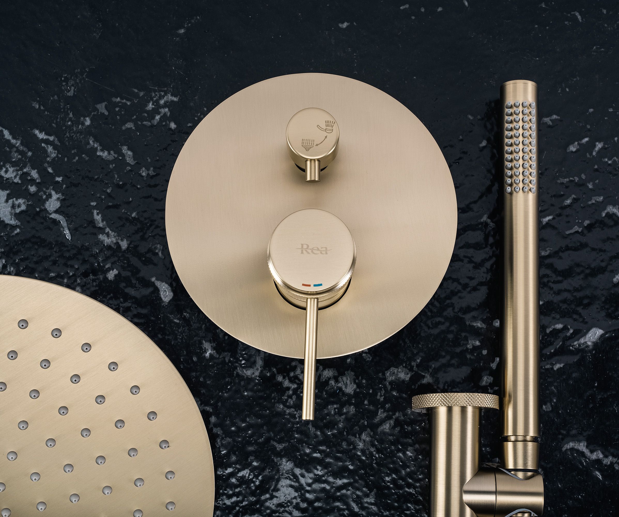 REA suihkusetti LUNGO GRIP harjattu kulta, 25X16X36CM