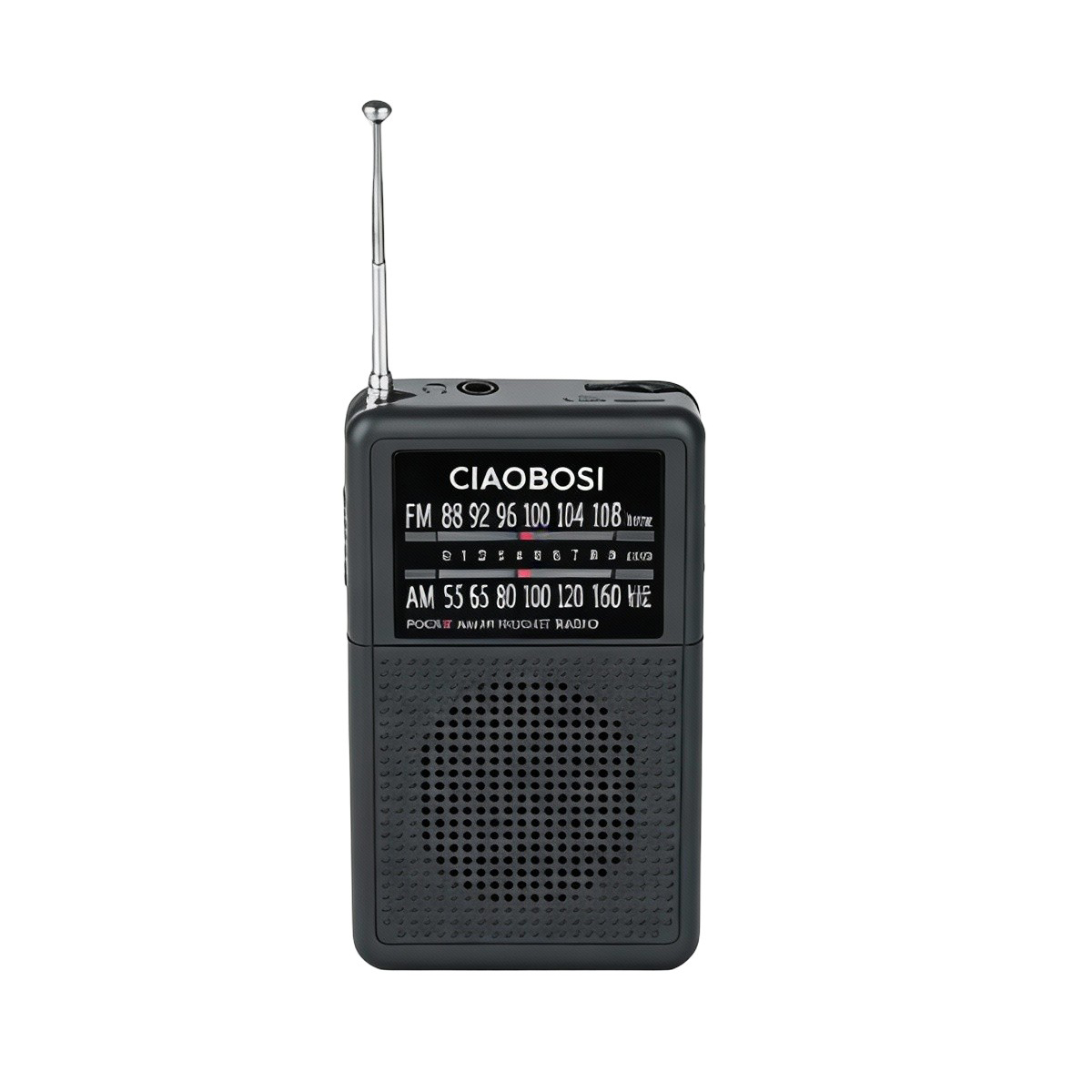 Mini taskuradio FM- ja AM-taajuuksilla, teleskooppiantenni ja kuulokeliitäntä