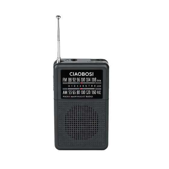 Mini taskuradio FM- ja AM-taajuuksilla, teleskooppiantenni ja kuulokeliitäntä