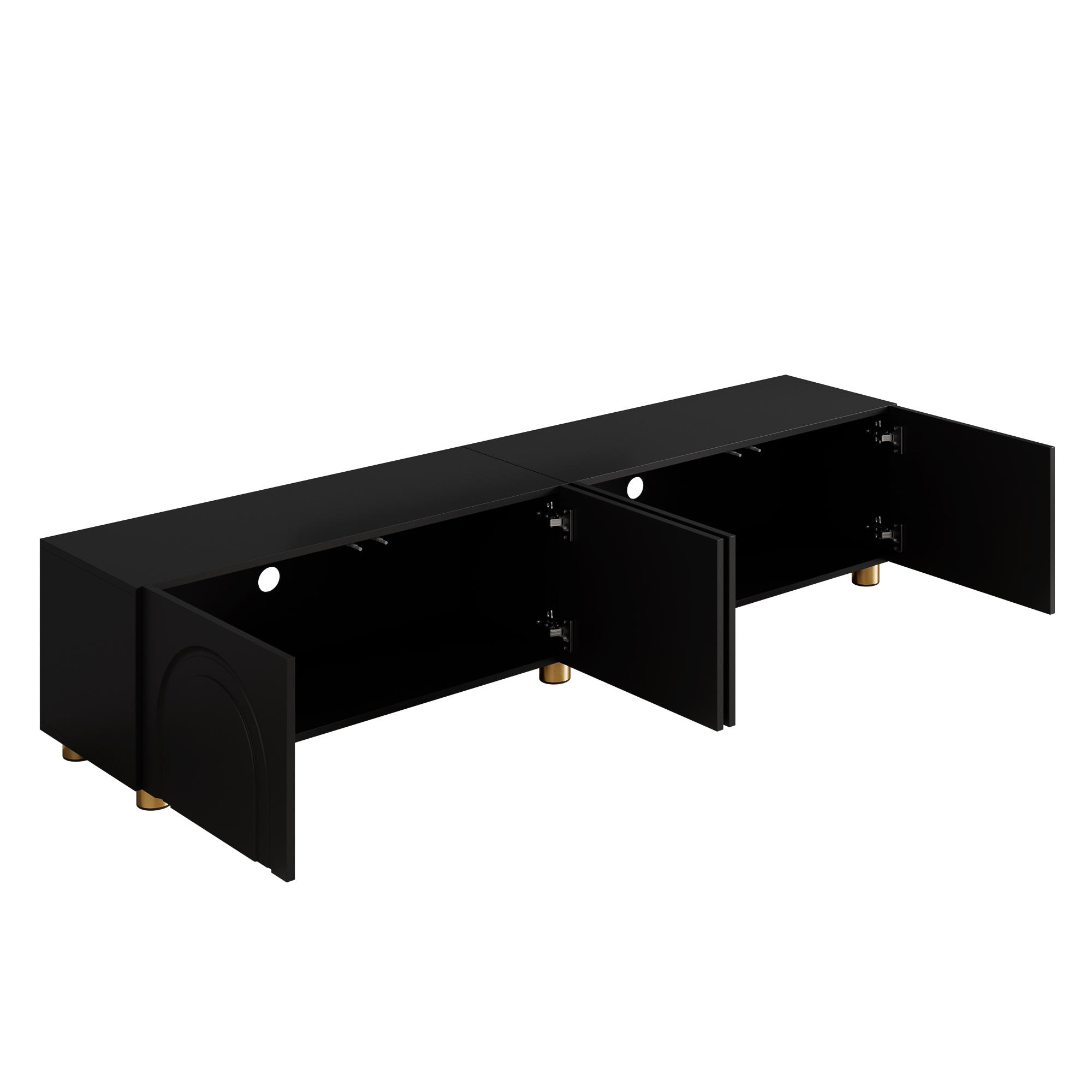 TV-taso 180x35x40 cm musta MDF lastulevy säilytyksellä liukuovilla metallijalat