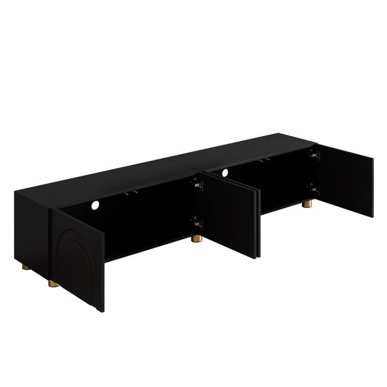 TV-taso 180x35x40 cm musta MDF lastulevy säilytyksellä liukuovilla metallijalat