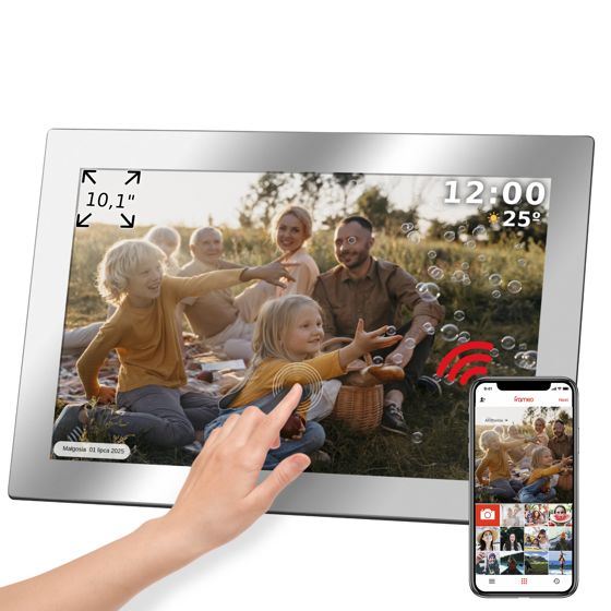 Kruger&Matz FRAMEO Wi-Fi 10.1" digitaalinen valokuvakehys, korkealaatuinen peilipaneeli