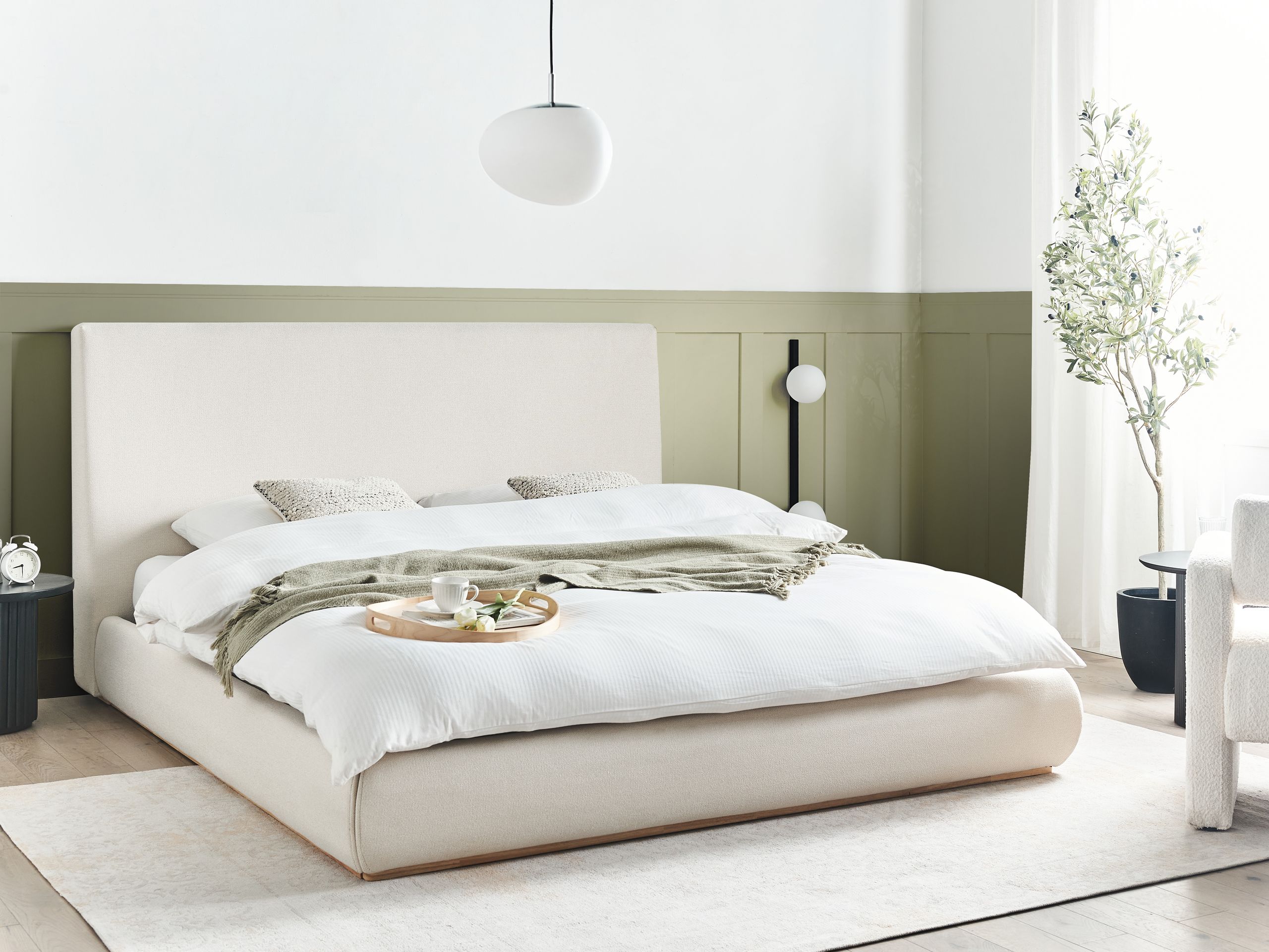 Sänky säilytystilalla kangas CAMPAGNE 180 x 200 cm Vaaleanbeige