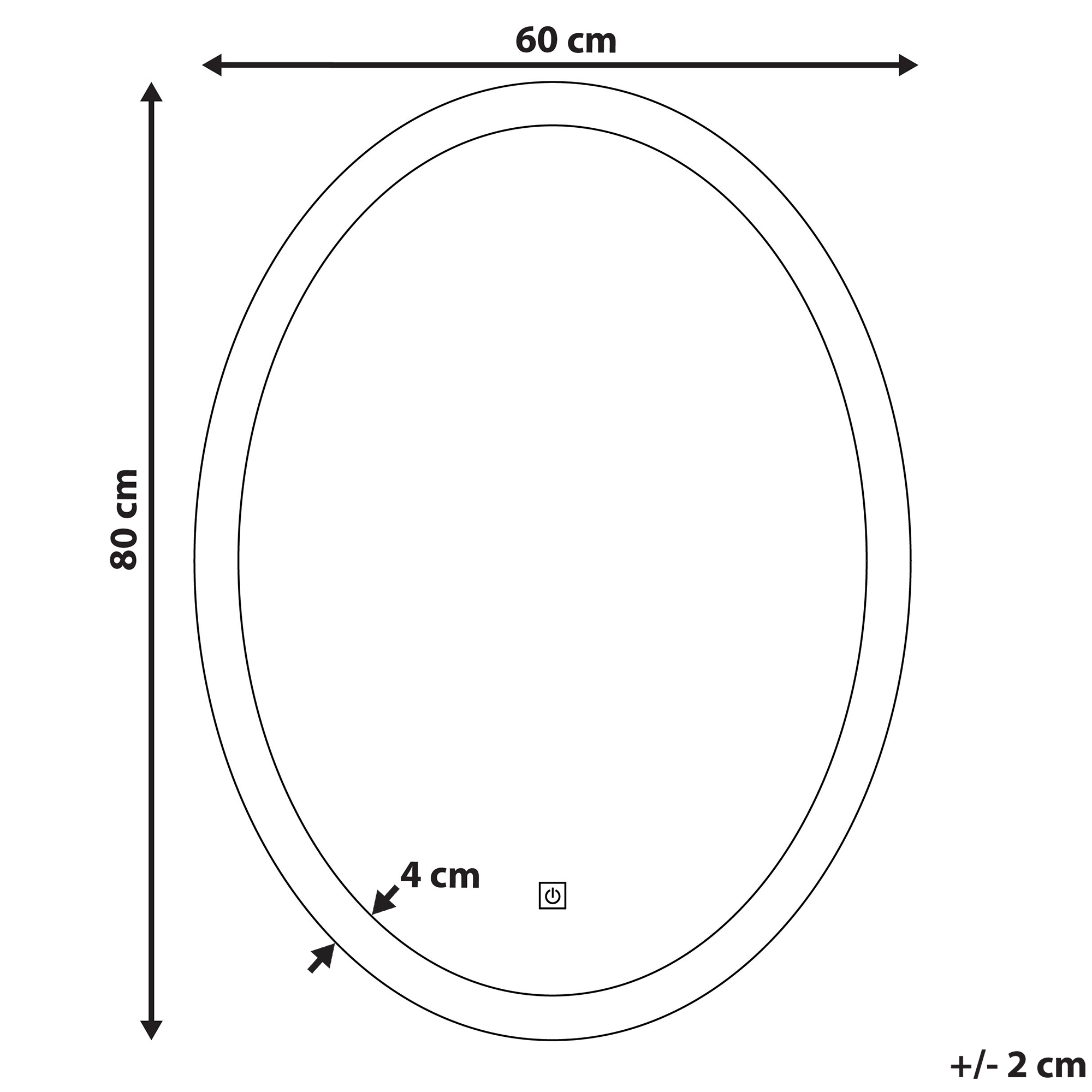 Kylpyhuoneen LED-peili VIRIAT 60 cm 80 cm Hopea