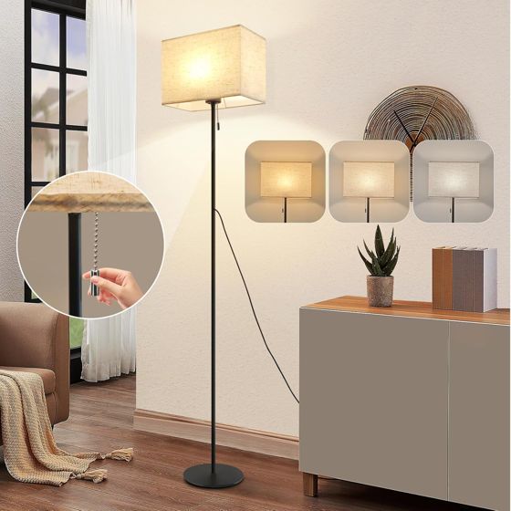 ZMH LED-retrolattiavalaisin himmentimellä, kangasvarjostin, olohuoneeseen ja kaapelikytkimellä