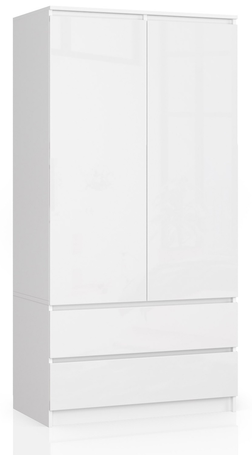 Akord Vaatekaappi Valkoinen/Valkoinen Kiiltävä 90x51x180