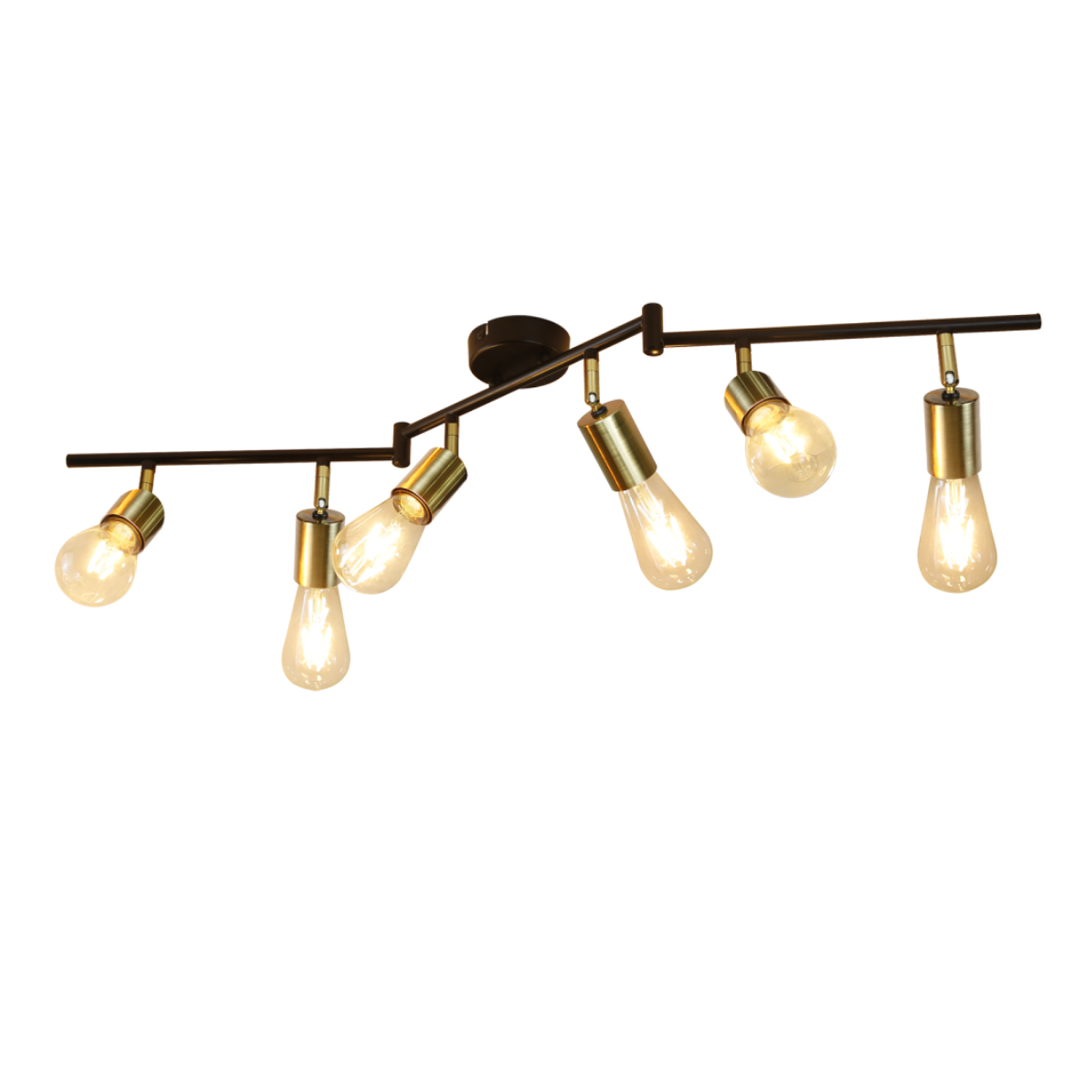 NETTLIFE 6- lamppuinen kattokohdevalaisin E27 retro vintage kultainen metallinen kääntyvä kattovalaisin makuuhuoneeseen 25 W (polttimot eivät sisälly)