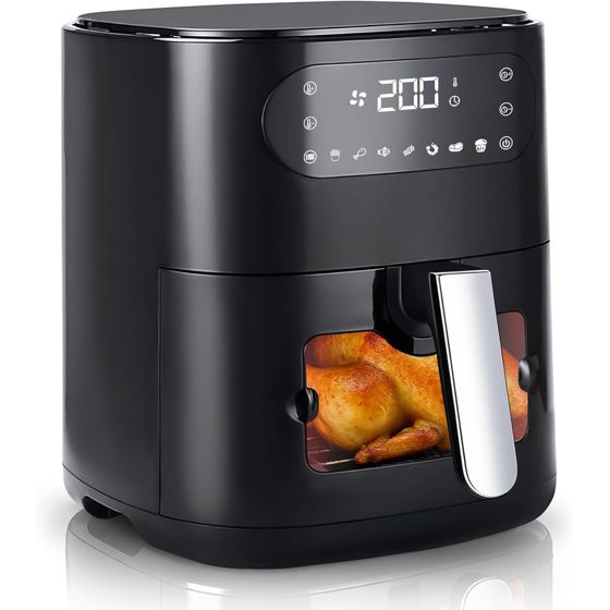 NETTLIFE 6L ilmakeitin, yksi kori, ikkuna, 7 kypsennysohjelmaa, hiljainen (yksi kori)