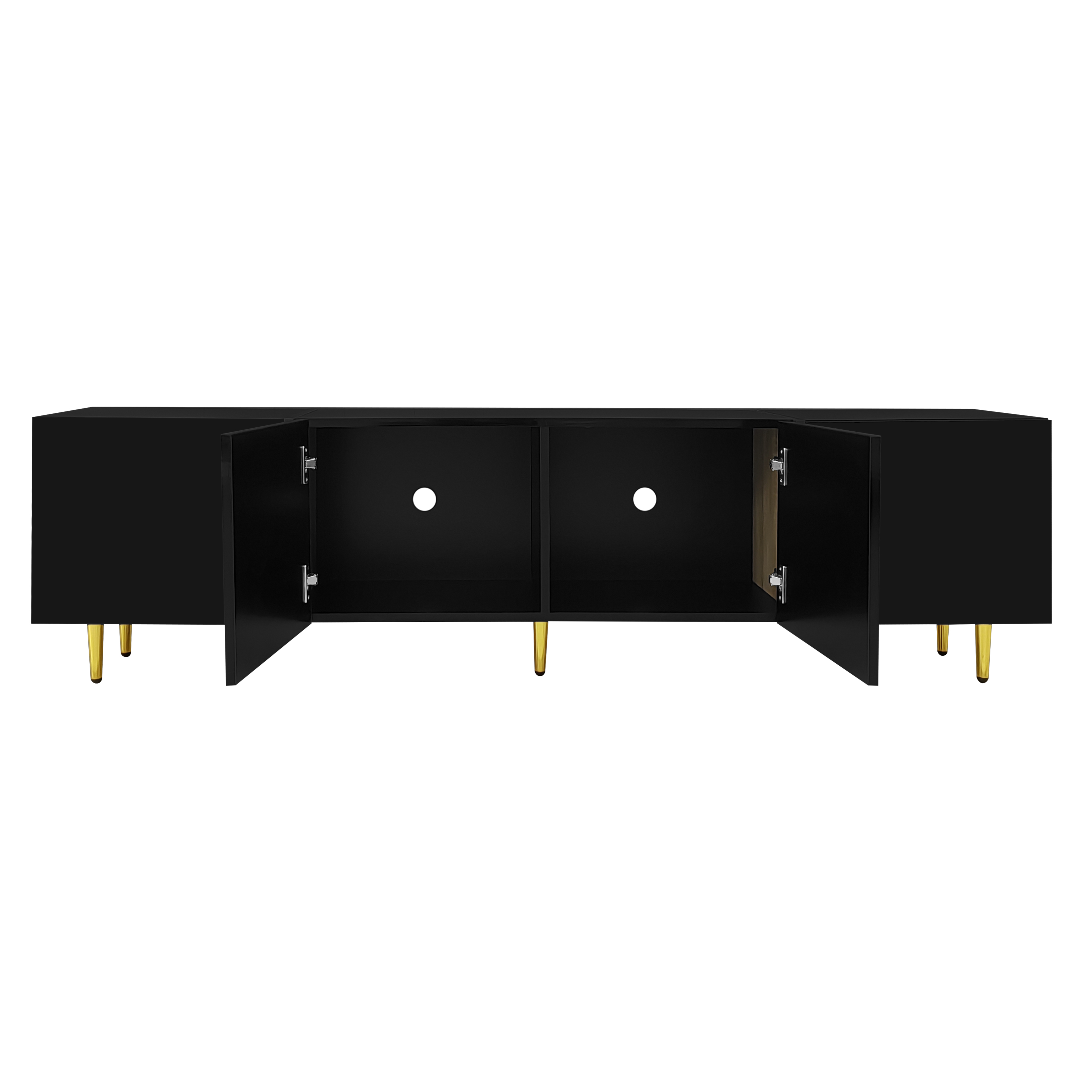 TV-taso 170x35x46 cm musta kiiltävä MDF moderni säilytyksellä ja soft-close-ovilla