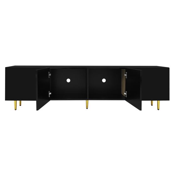 TV-taso 170x35x46 cm musta kiiltävä MDF moderni säilytyksellä ja soft-close-ovilla