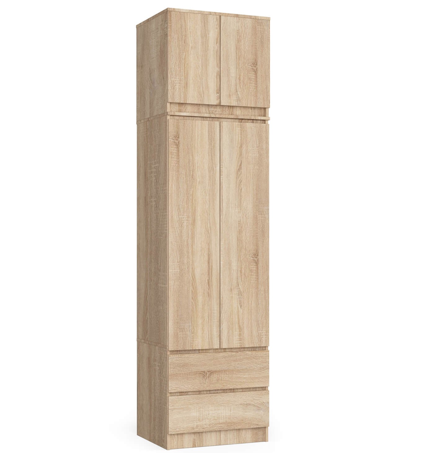 Akord Vaatekaappi yläosalla 2 ovea 2 laatikkoa Tammi Sonoma 60x51x234