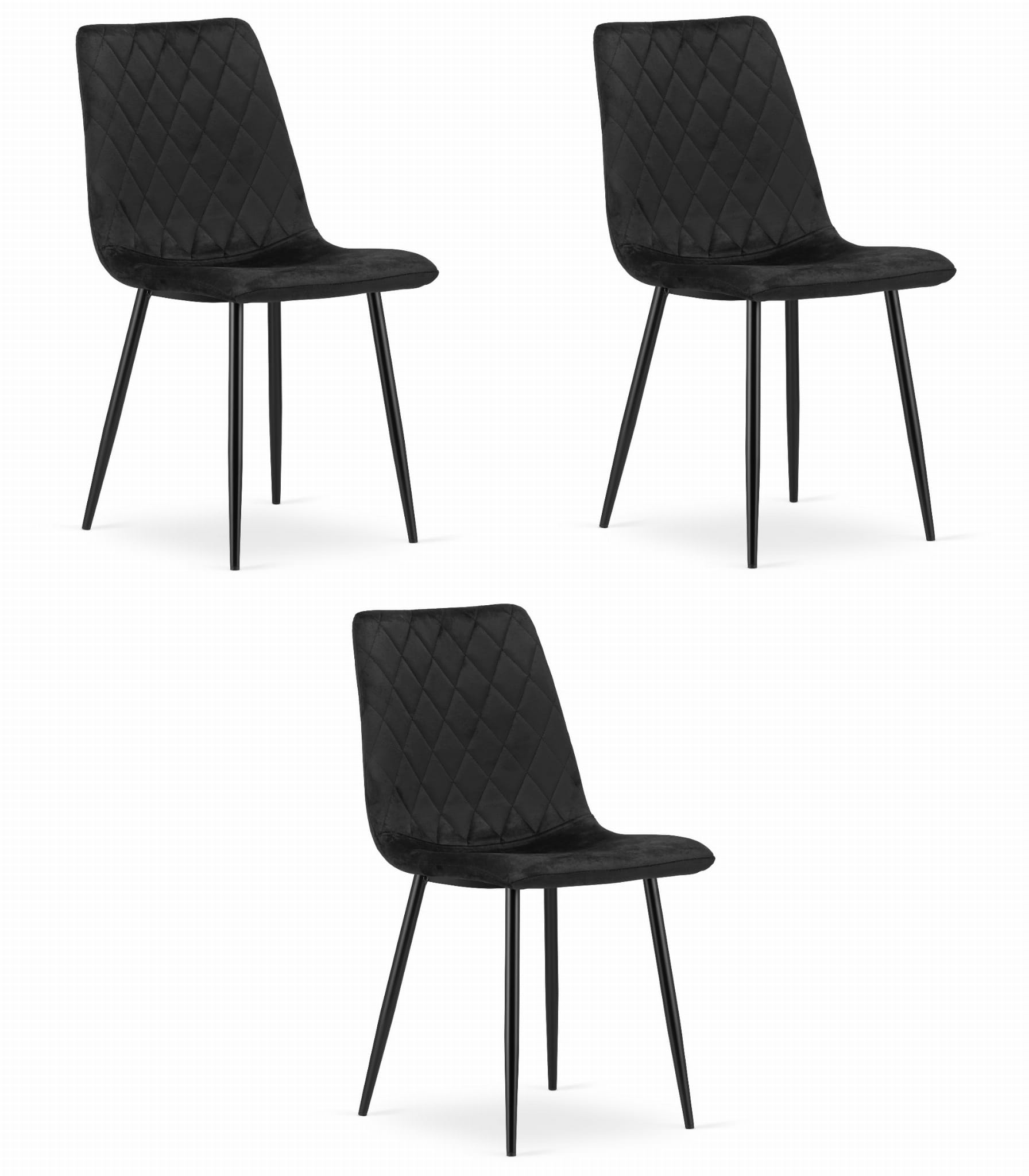 TURIN-tuoli, musta sametti (3 kpl)