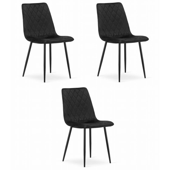 TURIN-tuoli, musta sametti (3 kpl)