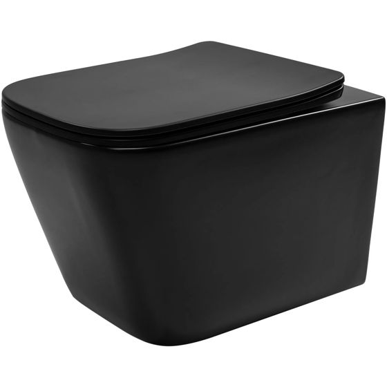 REA Seinä-WC JULIO RIMLESS DUROPLAST/FLAT/ZM MATT musta, 51, 5X34, 5X30CM