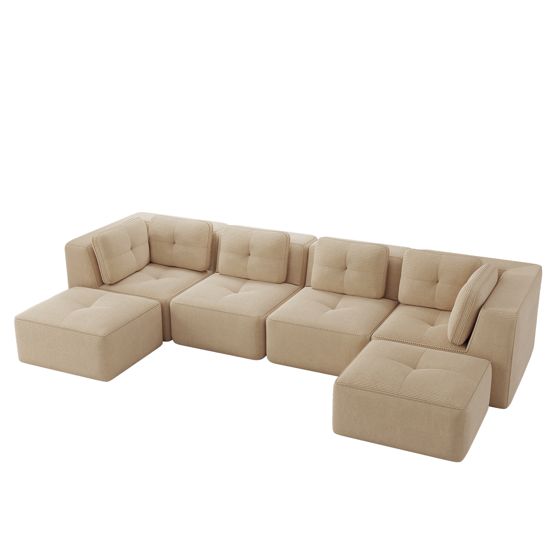 moduulisohva 4-paikkainen beige kankas moderni säilytystilalla varustettu
