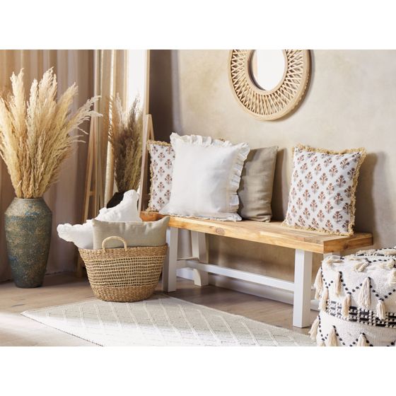 Koristetyyny OMORIKA puuvilla 45 x 45 cm Valkoinen Kukkakuvio