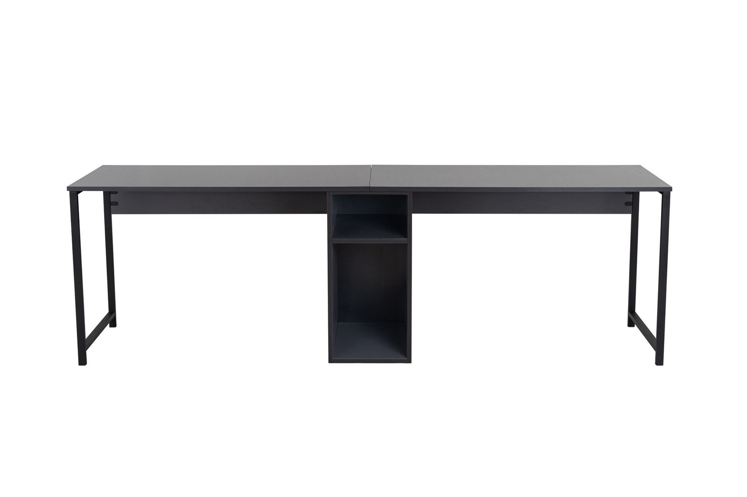Norda Design Moderni opiskelupöytä hyllyillä, 240x60x74 cm | 100 % melamiini, metallijalat | Seinään kiinnitettävä