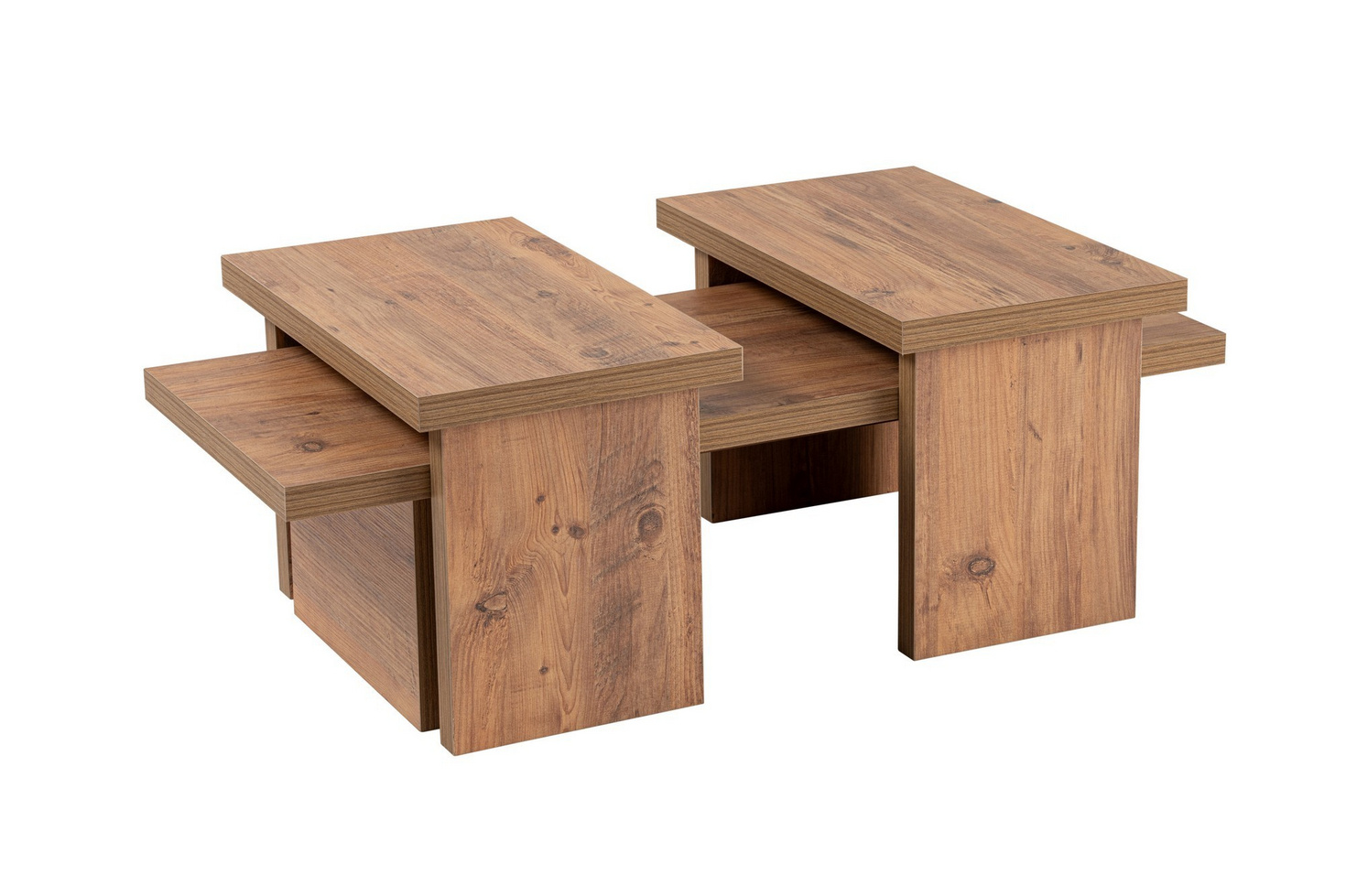 Norda Design Moderni sohvapöytäsetti (2 osaa), 110x30x45 & 25x39x60 | 100% melamiinipinnoitettu | Tyylikäs ja toimiva