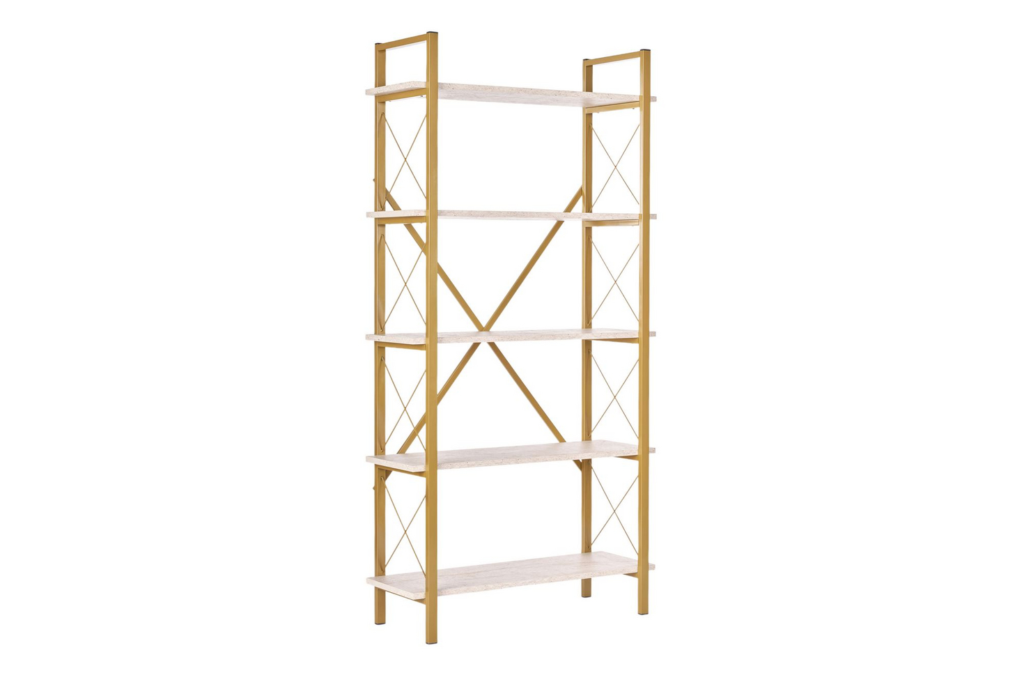 Norda Design Moderni glamour-kirjahylly, 90x180x34 cm, 100% melamiini, metallirunko, seinään kiinnitettävä