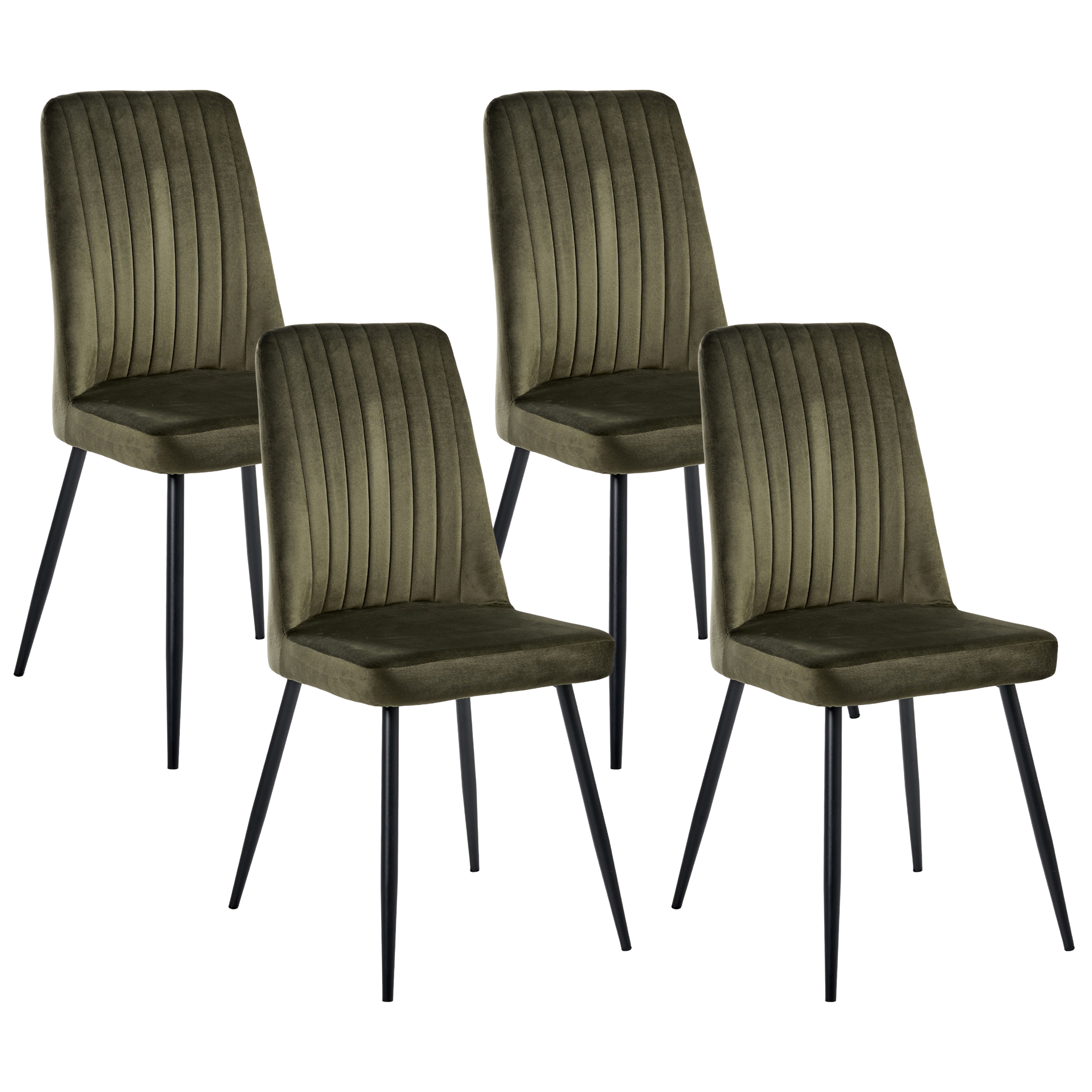 Ruokatuolisetti 4 kpl KIRBY sametti Oliivinvihreä