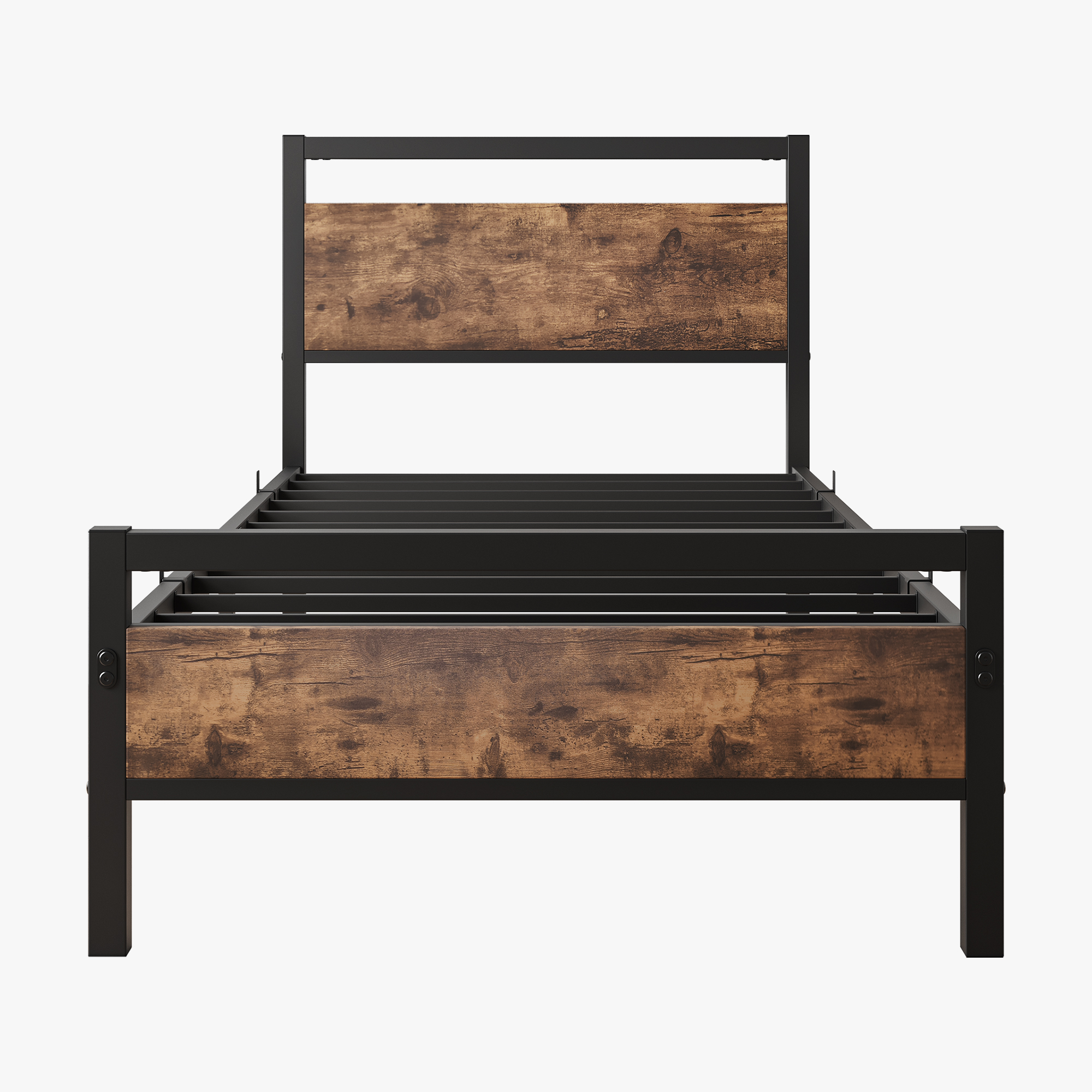 sänky 140x200 cm metalli ja mdf turva-aidat säilytystila tumma