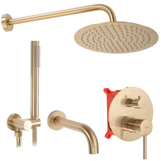 REA suihkusetti LUNGO harjattu kulta, 38,5X16X16CM