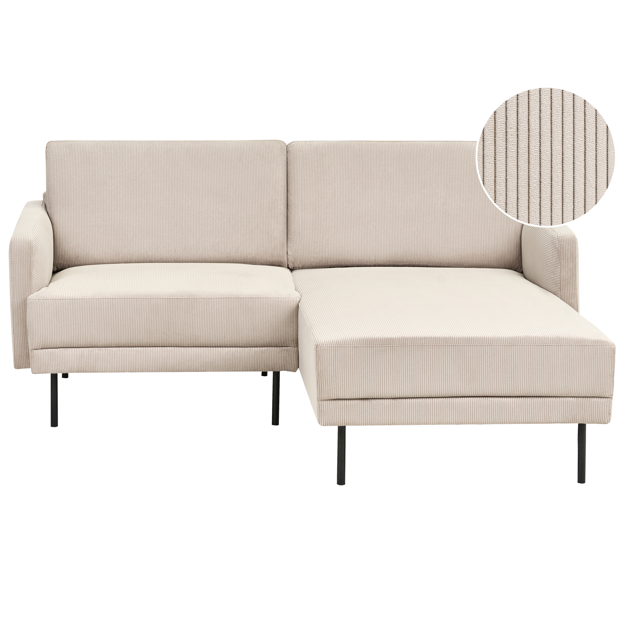 Kulmasohva 2-istuttava BREDA vakosametti Beige Vasen