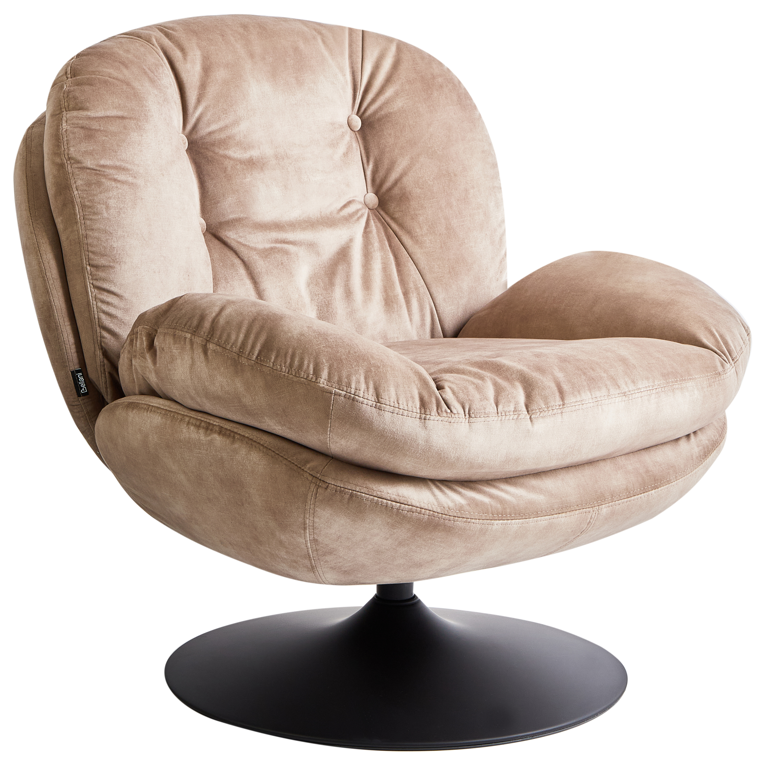 Pyörivä nojatuoli NOLVIK sametti Hiekanbeige