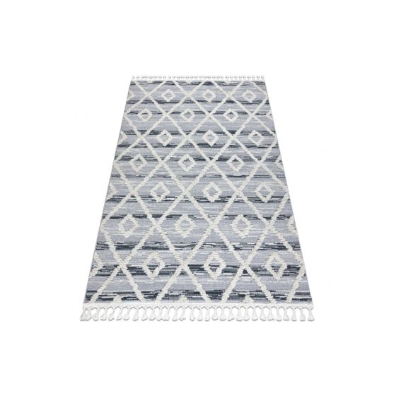 Matto SEVILLA Z555A säleikkö, rombit harmaa / valkoinen Tupsut berbery Marokkolainen shaggy 200x290 cm