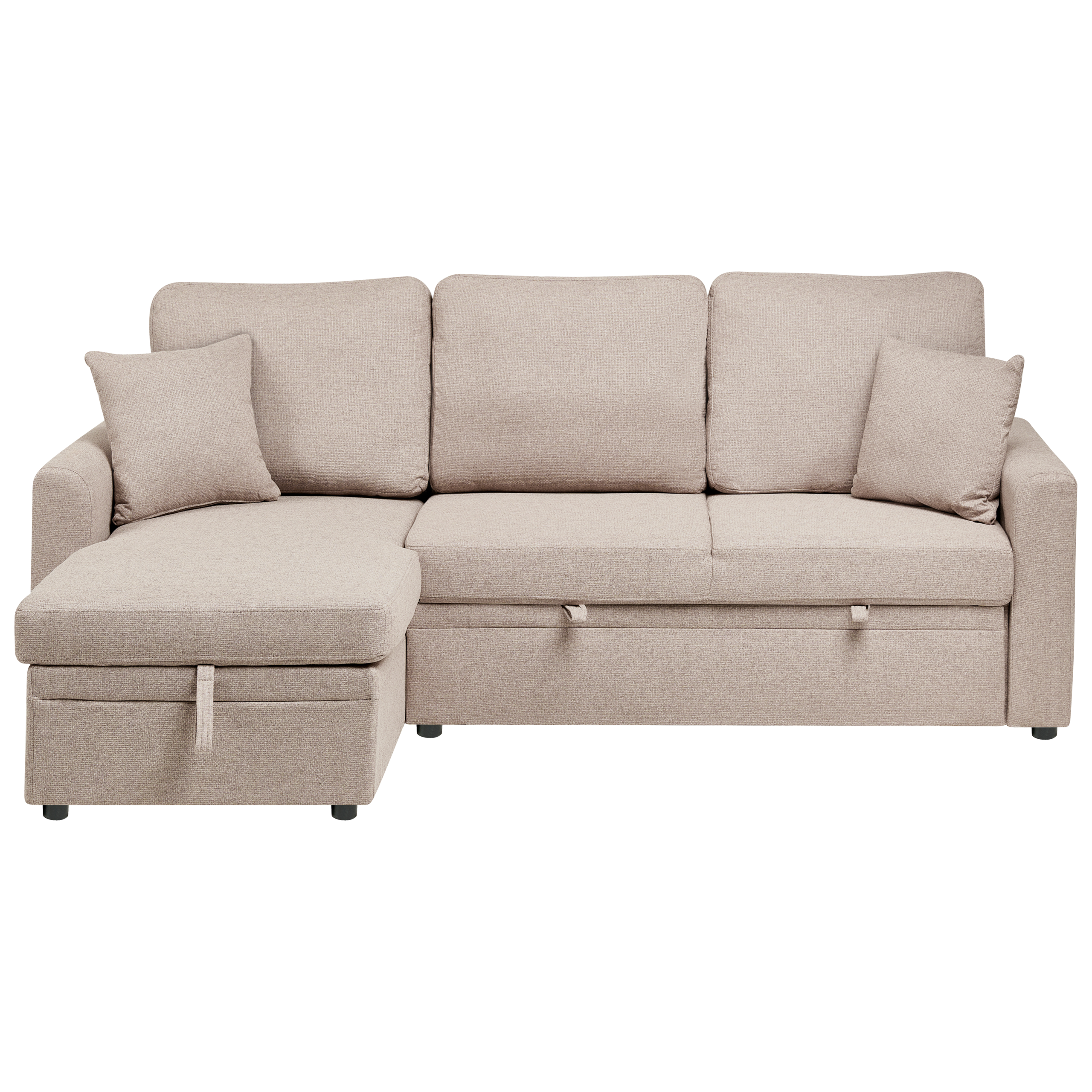 Kulmavuodesohva 3-istuttava NASSJO keinopellava Vaaleanruskea Oikea