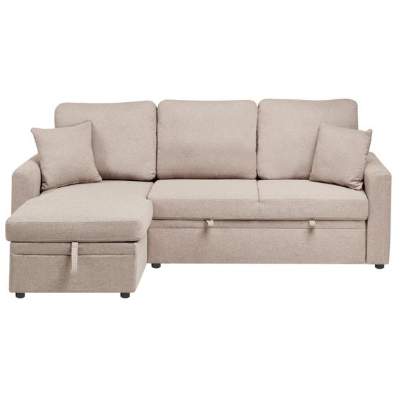 Kulmavuodesohva 3-istuttava NASSJO keinopellava Vaaleanruskea Oikea