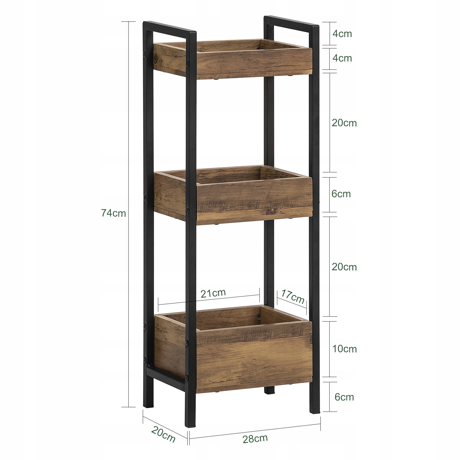 SoBuy Kulmahylly FRG226-F ekologinen 3-hyllyinen metalli/puukuitu