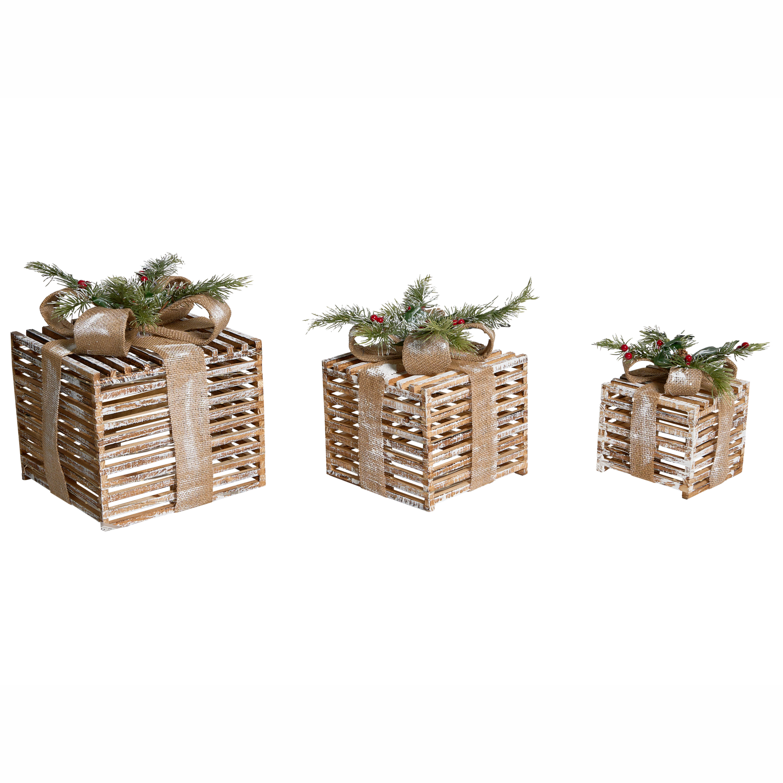 Joulukoristesetti 3 kpl LED-valo ROINE Joululahja 15/20/25 cm Ruskea