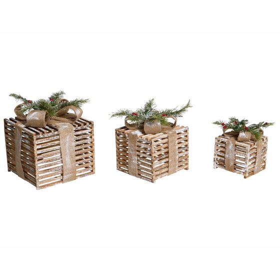 Joulukoristesetti 3 kpl LED-valo ROINE Joululahja 15/20/25 cm Ruskea