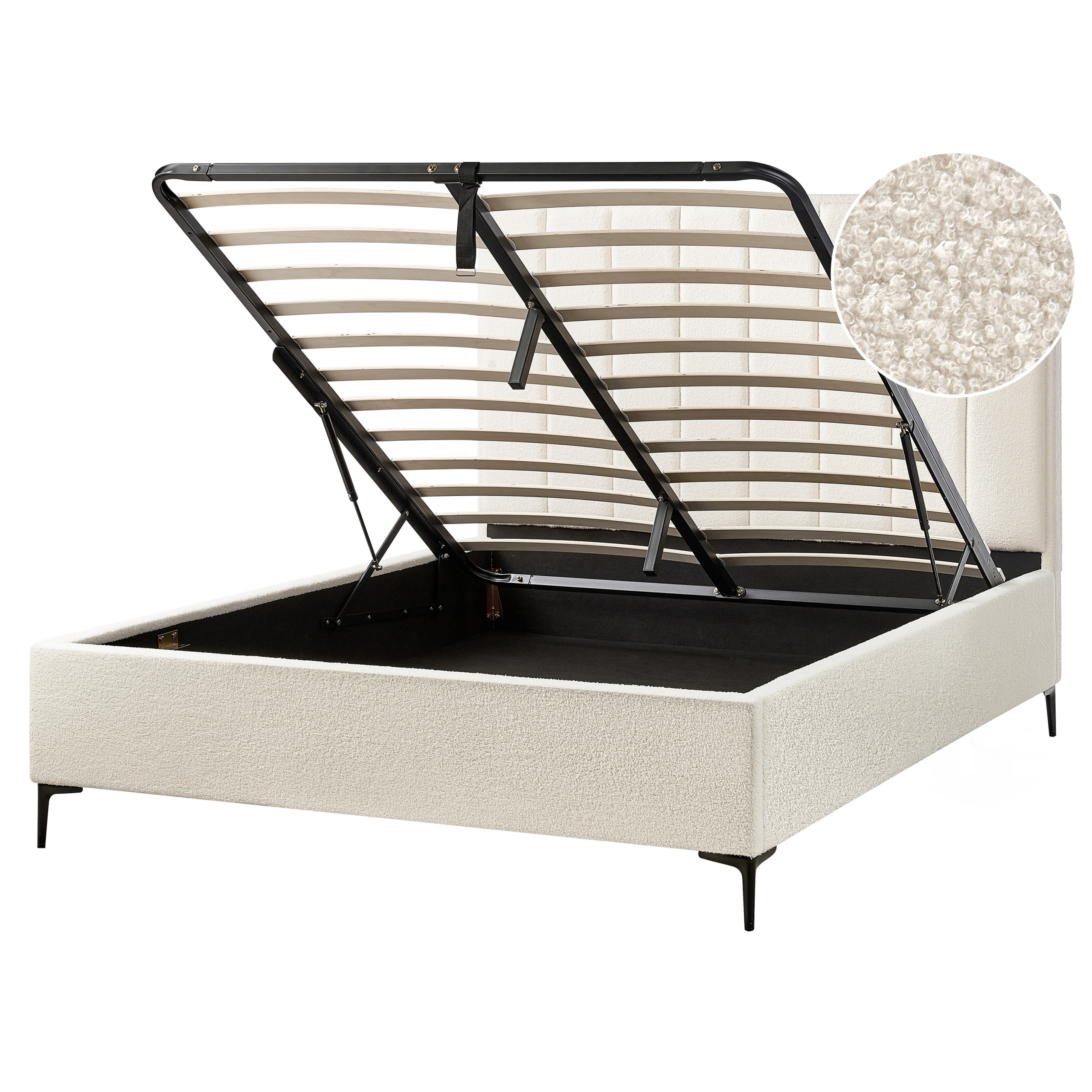 Sänky säilytystilalla buklee SEZANNE 160 x 200 cm Luonnonvalkoinen