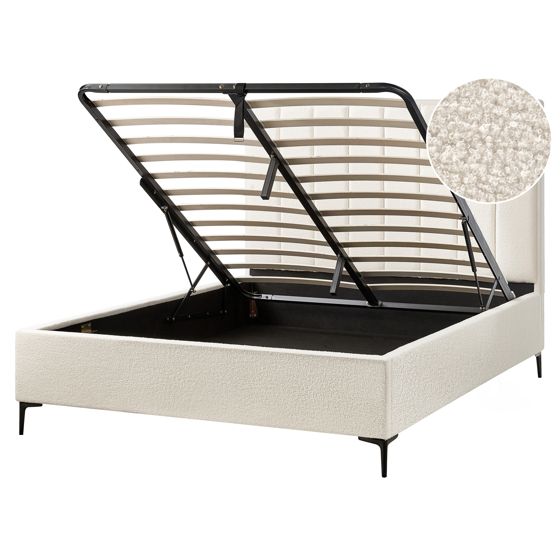 Sänky säilytystilalla buklee SEZANNE 160 x 200 cm Luonnonvalkoinen