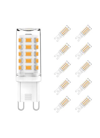 NETTLIFE 10 kpl G9 LED - lamppuja, 3 W, lämmin valkoinen, korvaa 28 W:n, 30 W:n ja 40 W:n halogeenilampun, ei välkkymistä, energiansäästö